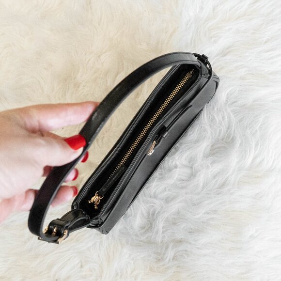 H&M Black Mini Shoulder Bag | Belt Detail | Gold Hardware | Top Zip - Picture 9 of 12